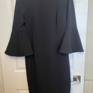 Elegant Old Money Style Black Bell Sleeve Dress